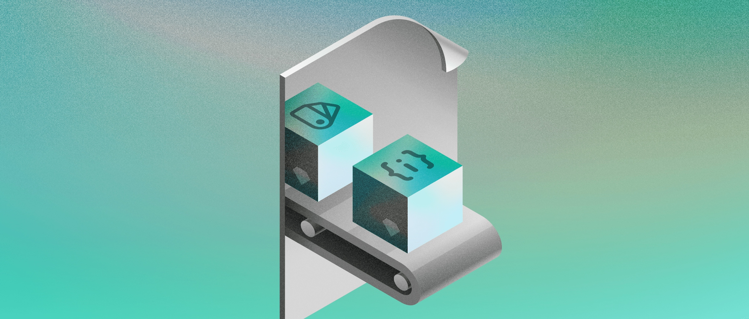 Image showing code blocks on a conveyer belt going into a file, signaling reading a Sketch file